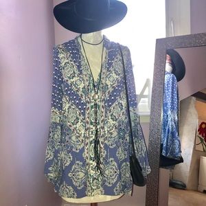 Free People Long-Sleeved Button-Up Shirt Dress